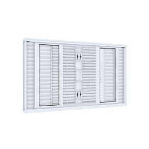 Janela de Aço Veneziana 100x150cm 6 Folhas com Grade Quadrada Facilita Lucasa Branco