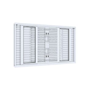Janela Veneziana de Correr Central Flex 6 Folhas com Grade Mosaico Facilitá 120cmx150cm Lucasa Branco