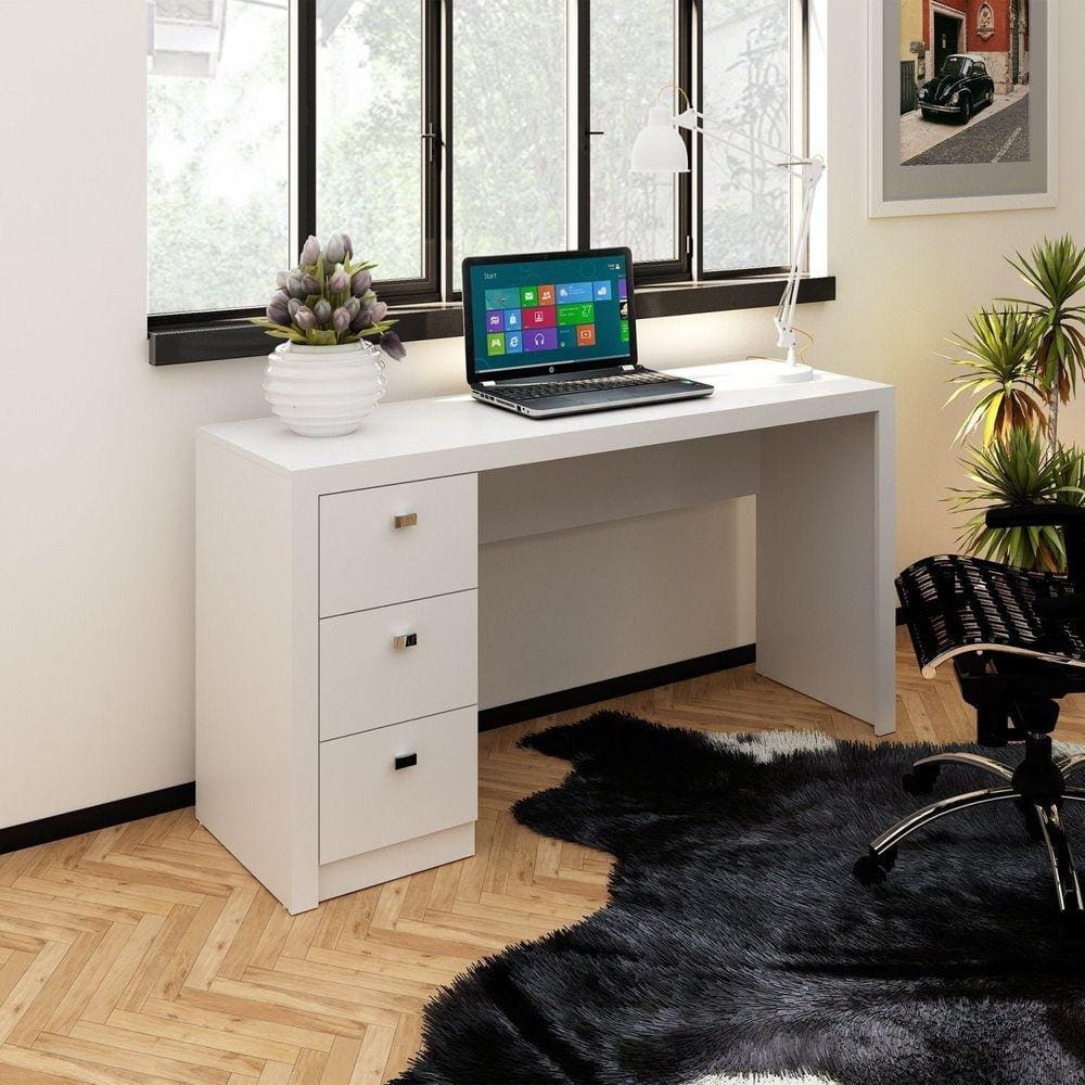 Escrivaninha 3 Gavetas Me4102 Tecno Mobili Branca