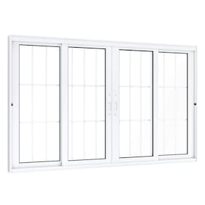 Janela de Correr Alumínio Central 2 Folhas Móveis 2 Fixas com Grade Lucasa Eccellente 100cmx150cm Branco