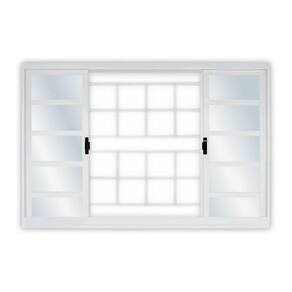 Janela de Aço de Correr 100x150cm 4 Folhas com Grade Minas Sul MGM Branco