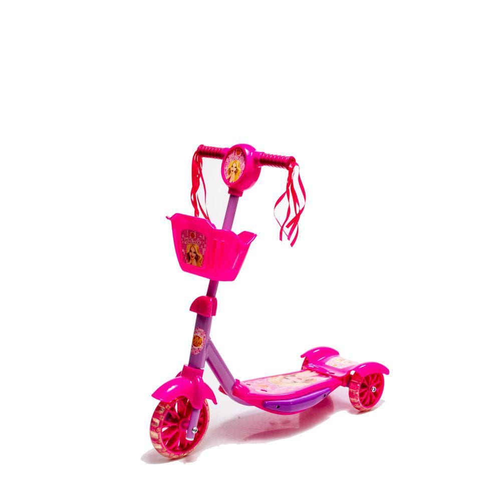 Patinete Infantil Musical Princesa 3 Rodas Luzes E Cestinha Rosa