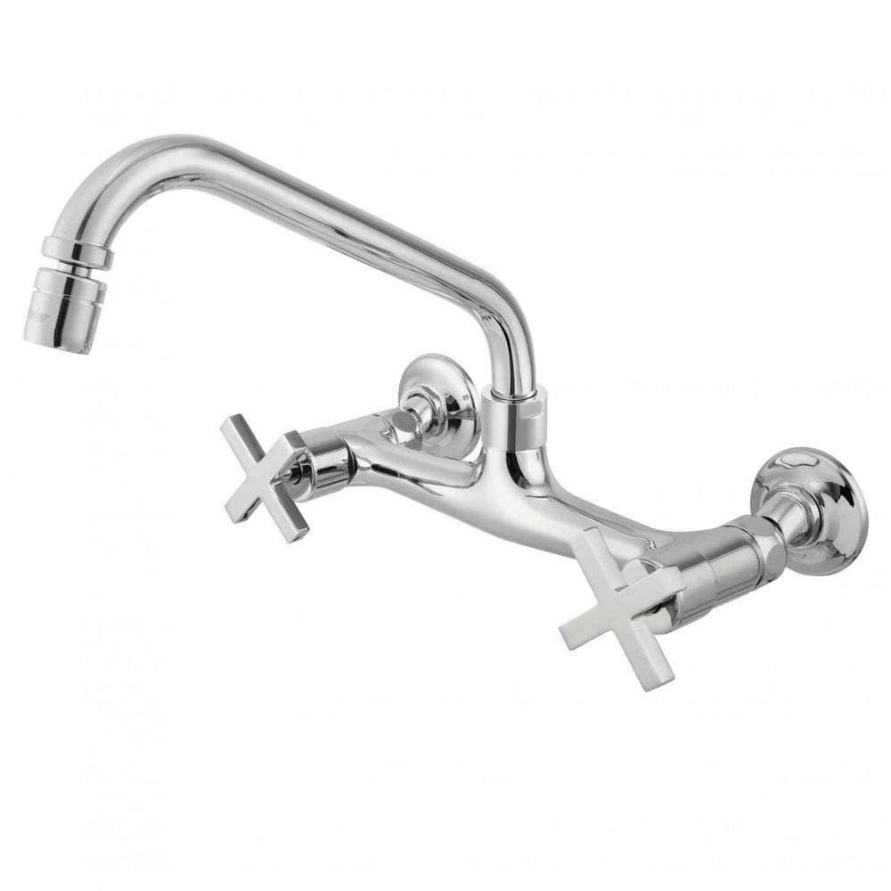Torneira com Misturador de Cozinha Parede 3005 C 28 BA AA Omega Meber Metais Cromado