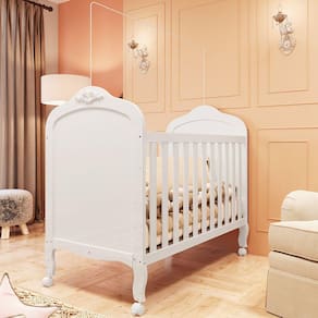 Berço Mini Cama 3 em 1 100% MDF Maya Espresso Móveis Branco Brilho