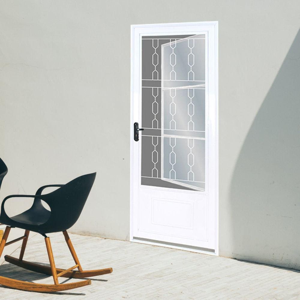 Porta de Aço Postigo 215x85cm com Grade Elo Minas Sul MGM Branco