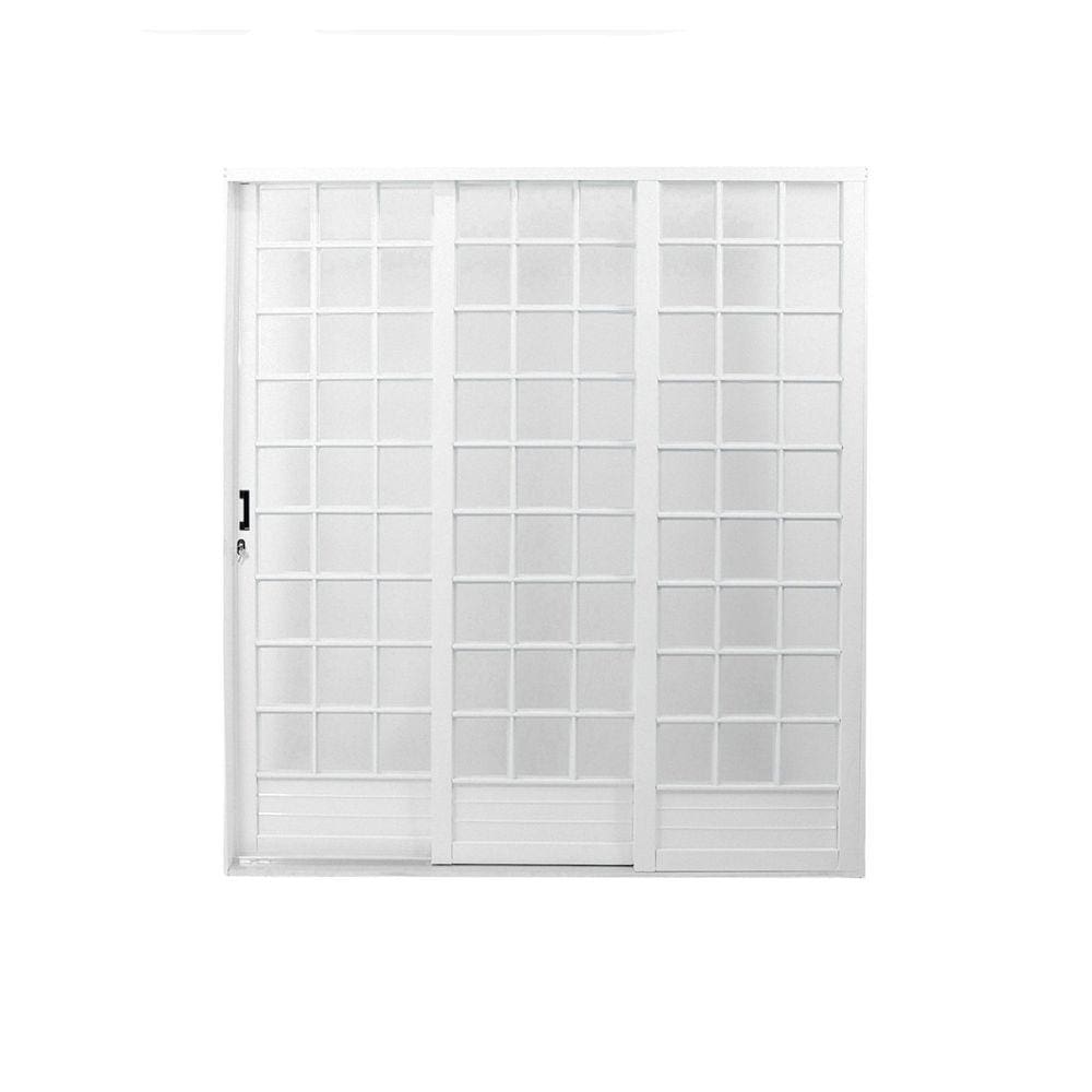 Porta de Aço de Correr 215x200cm com Vidro Minas Sul MGM Branco