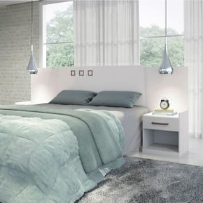 Cabeceira Casal Extensível com 2 Gavetas Plus Branco