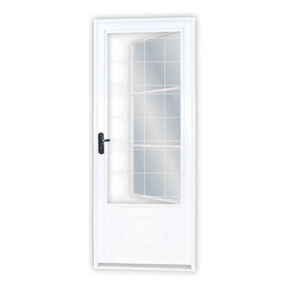 Porta de Aço Postigo 215x85cm com Grade Quadrada Minas Sul MGM Branco