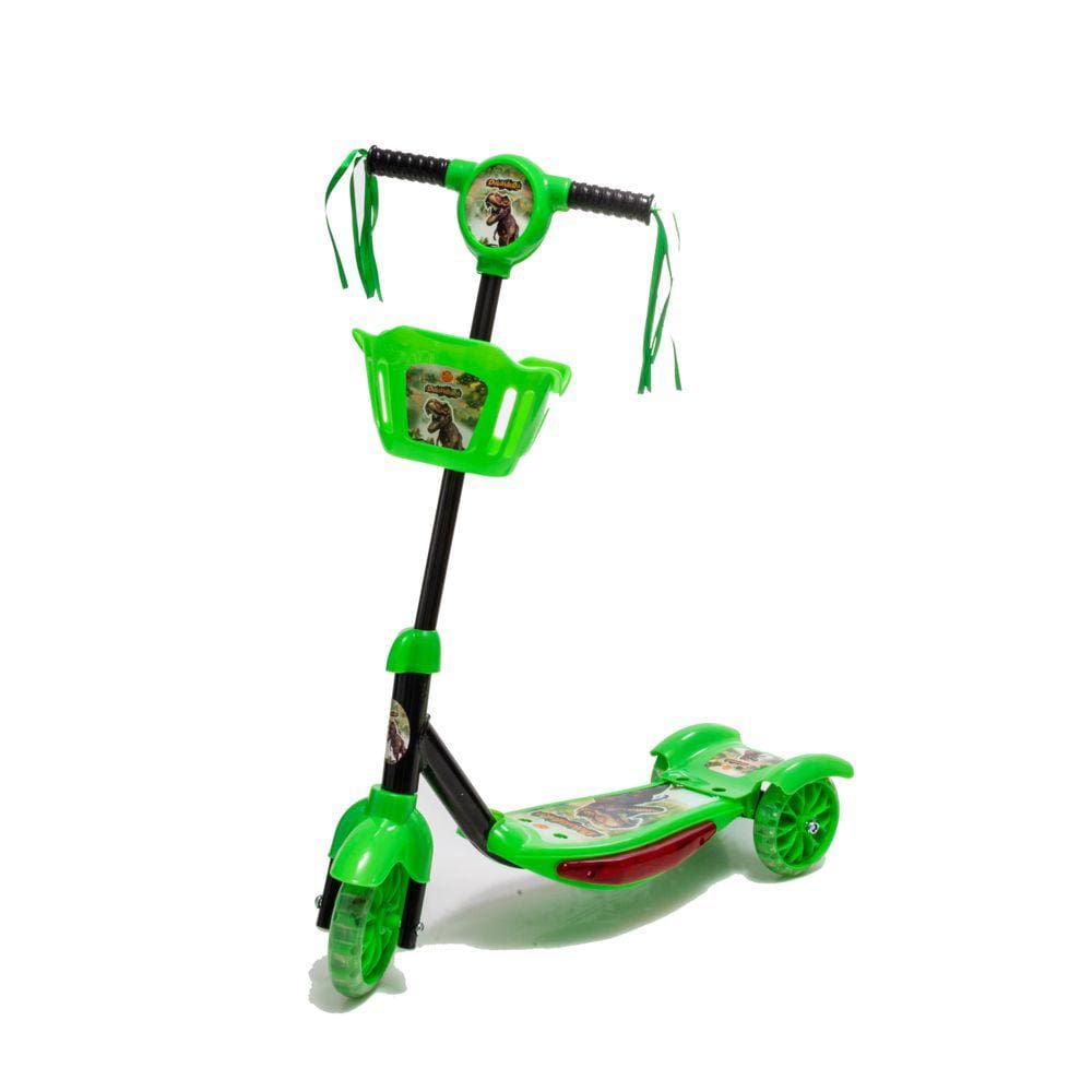 Patinete Infantil Verde Dinossauro Com Musica