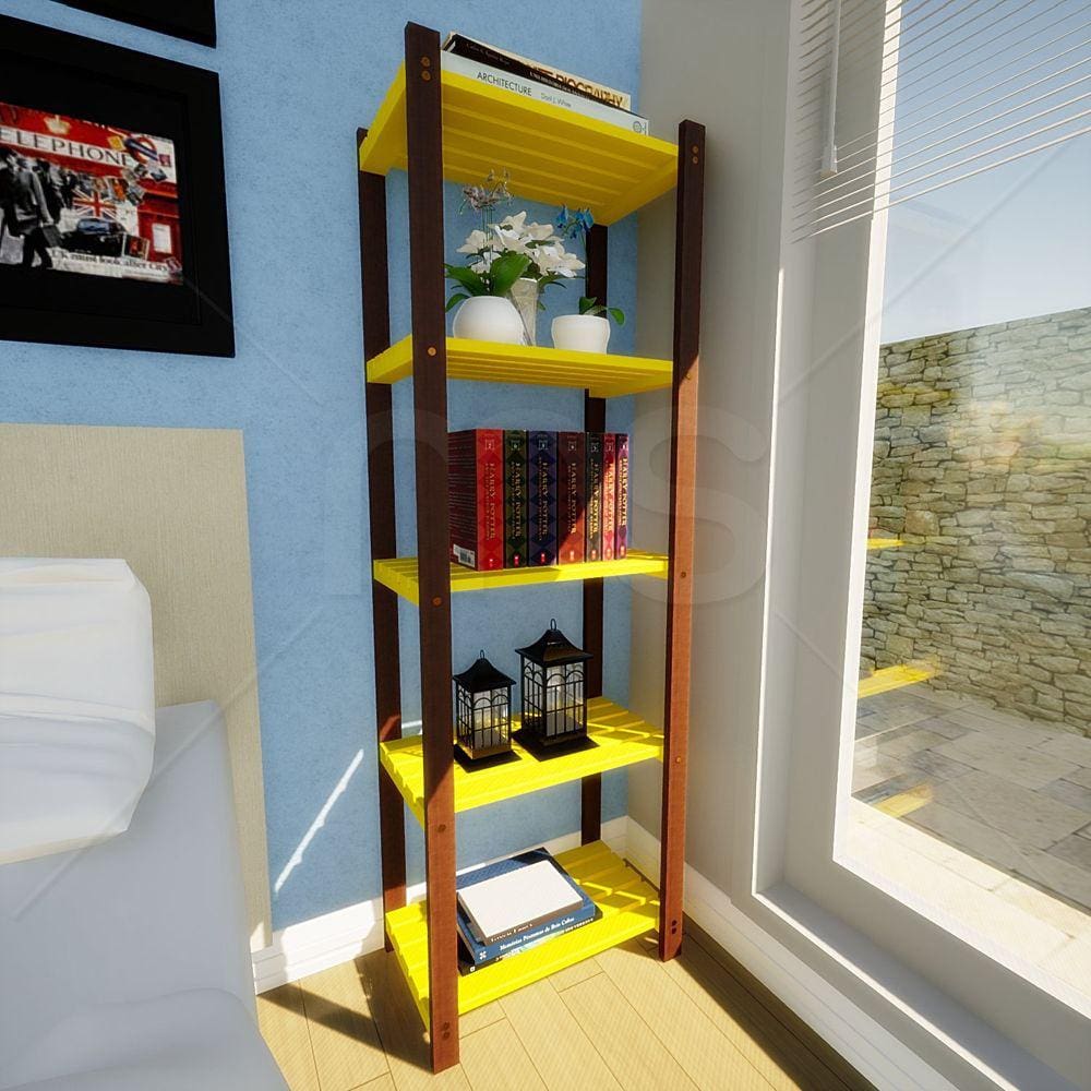 Estante Multiuso 5 Prateleiras Colors Madersilva Amarelo Estrada