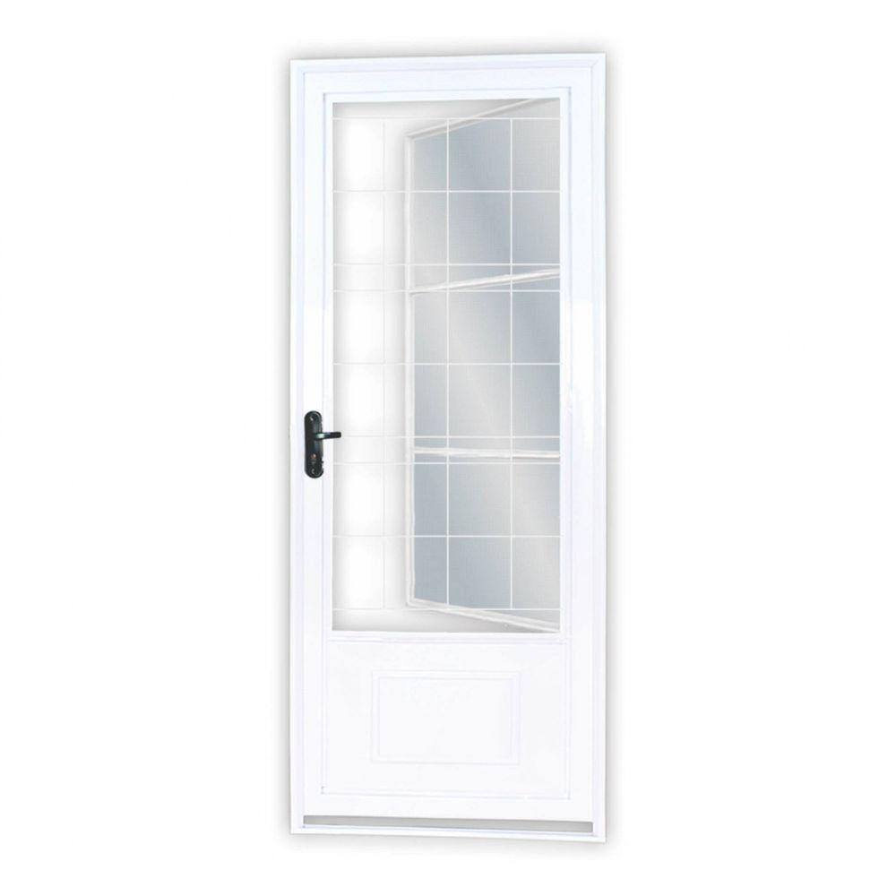 Porta de Aço Postigo 215x85cm com Grade Quadrada Minas Sul MGM Branco