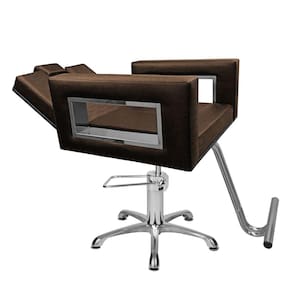 Cadeira Poltrona de Cabeleireiro Recl Moderna Inox Marrom