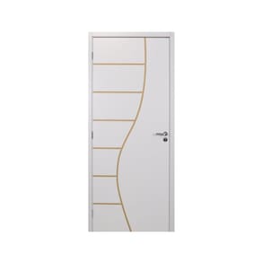 Kit Porta de Madeira Decorada 215x84cm com Batente de MDF Ultra 16cm Cantareira MGM Mogno