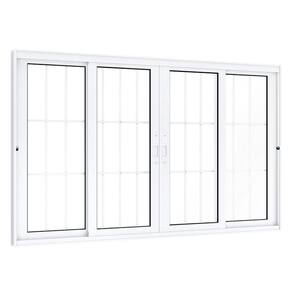 Janela de Aluminío de Correr 100x200cm 2 Folhas Móveis 2 Fixas com Grade e Vidro Lucasa Eccellente Branco