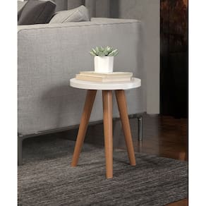 Mesa De Cabeceira Moderna Of White Elegante Redonda 44Cm