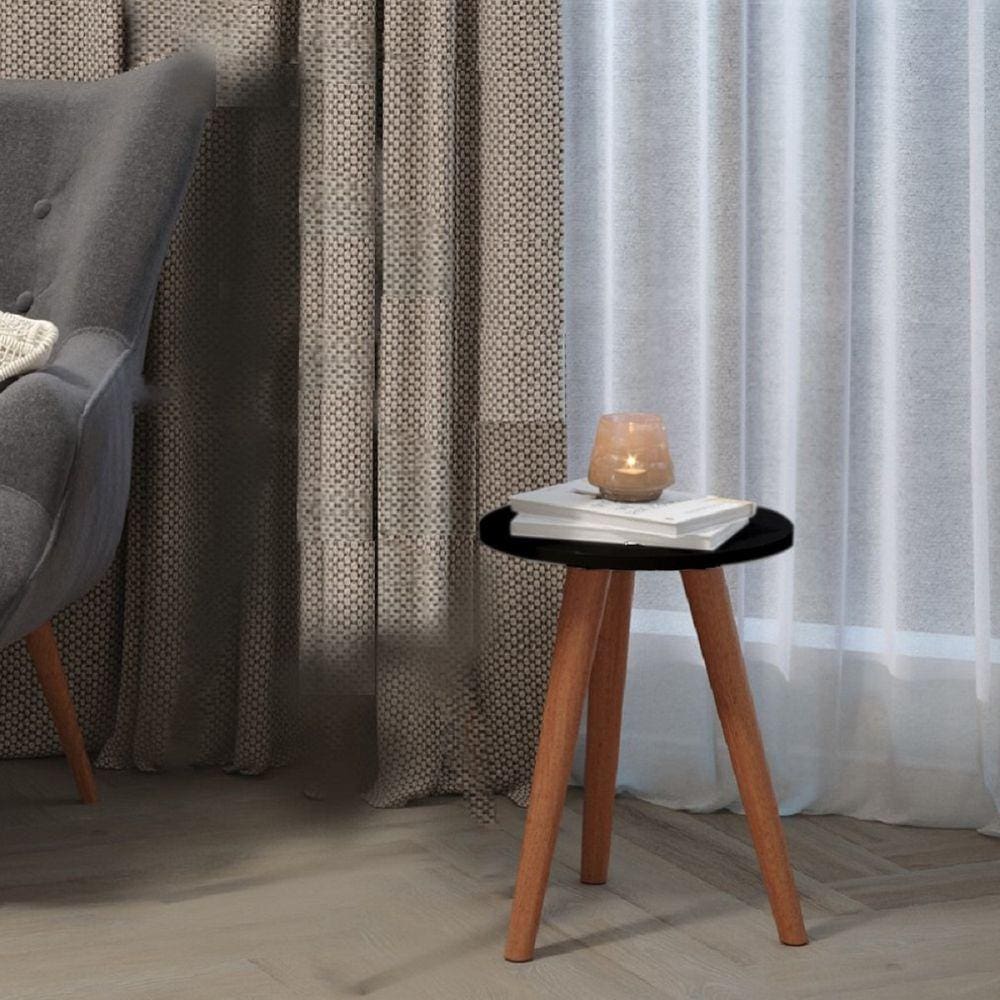 Móvel Mesa Pequena Tabriz Apoio Lateral Sofá Cama MDF Preto