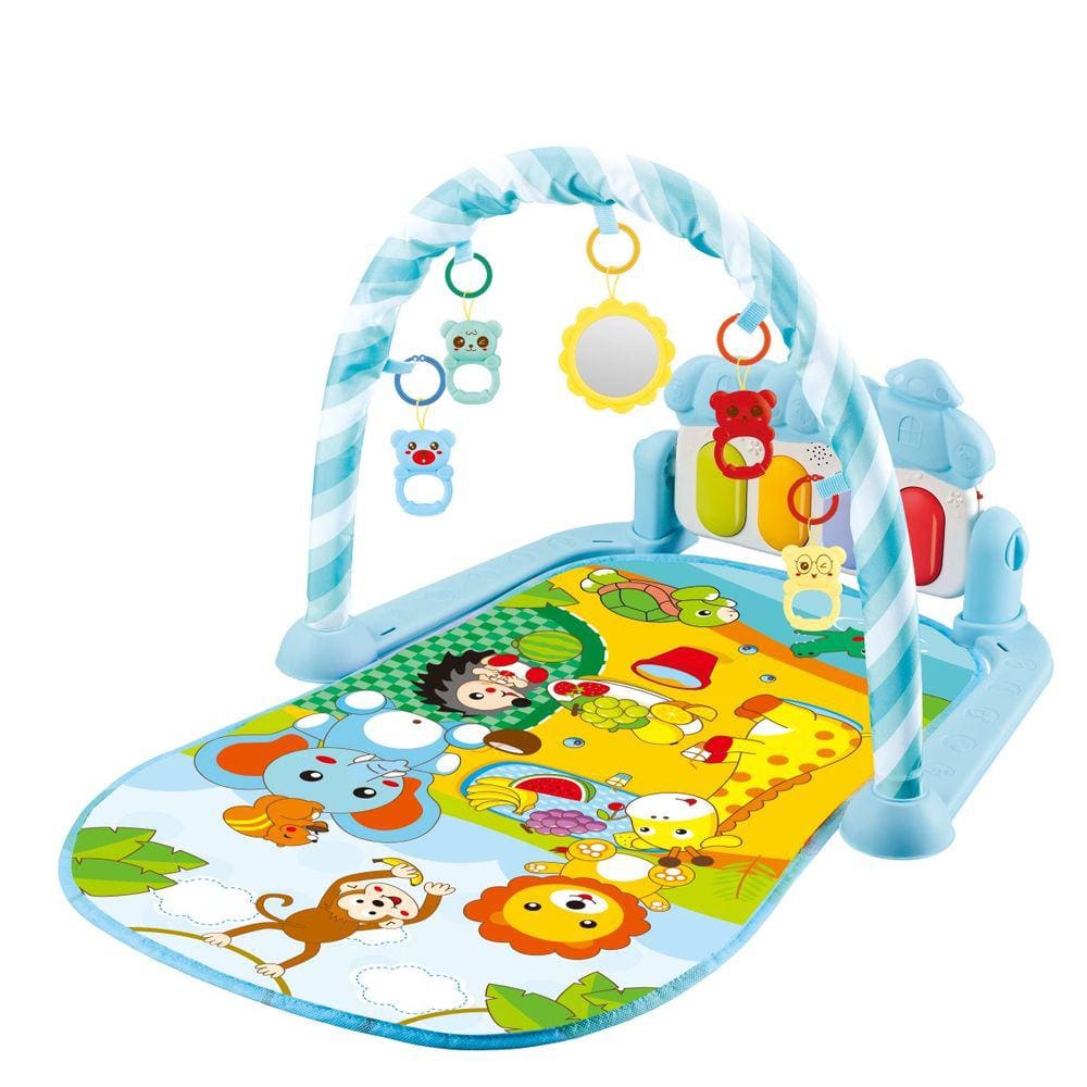 Tapete Ginásio De Atividade Bebê Piano Musical Floresta Azul