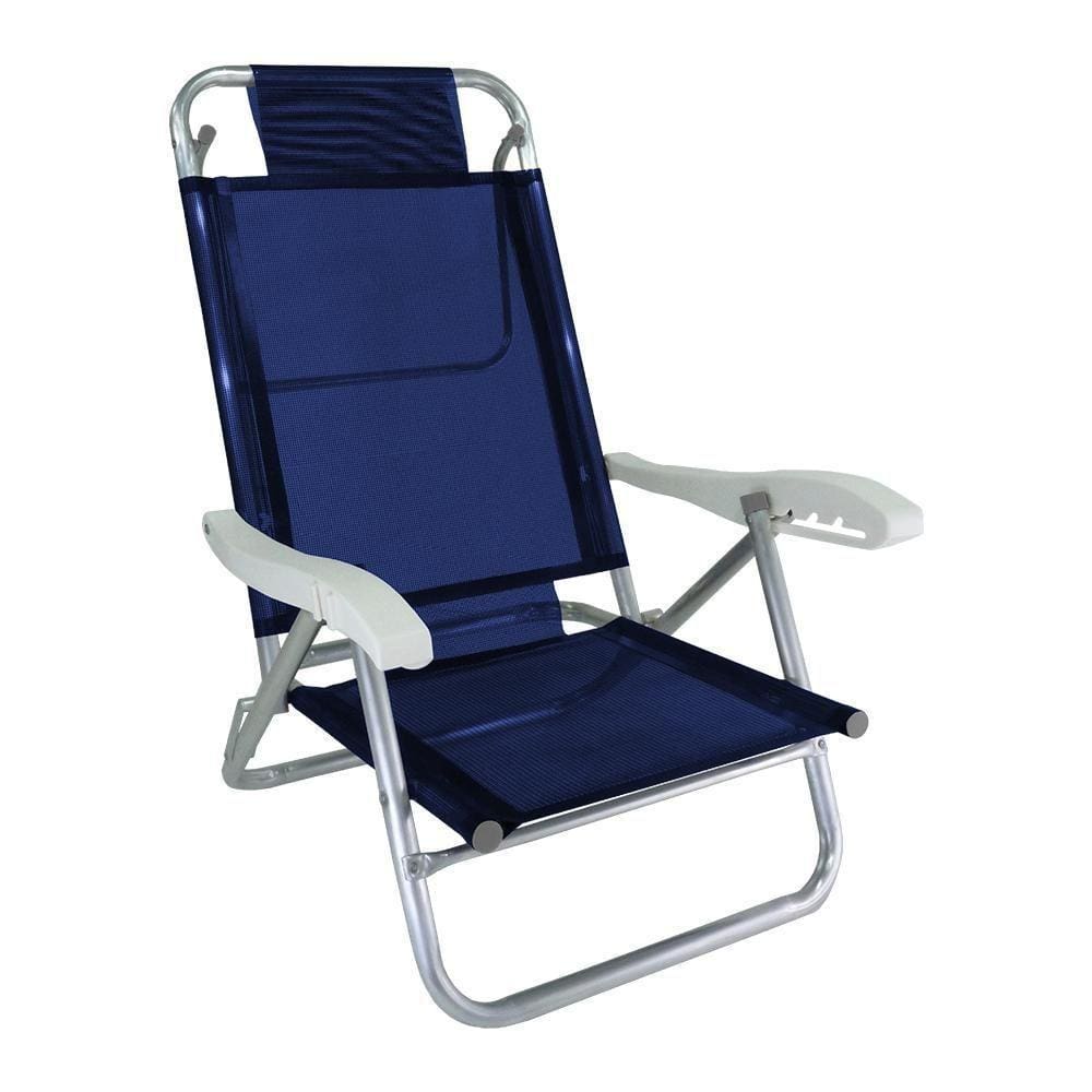 Cadeira De Praia Alumínio 5 Posições Banho De Sol Zaka Cor:azul Marinho Azul Marinho
