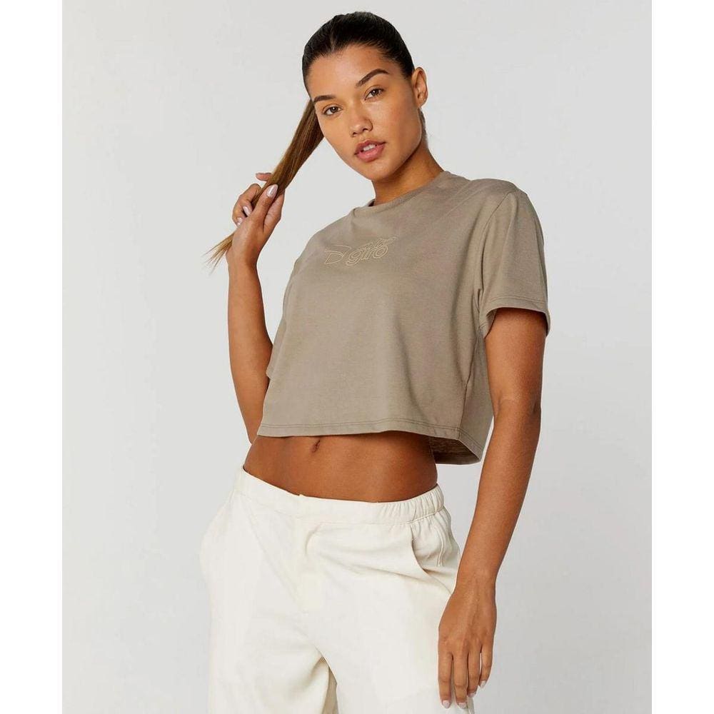 T-shirt Alto Giro Casual Cropped Feminina Ref:2412703