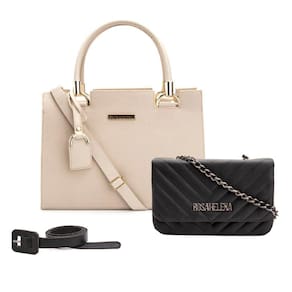 Kit Bolsas Feminina Media e Pequena Com Alça Tendencia e Um Cinto Liso Alta Qualidade