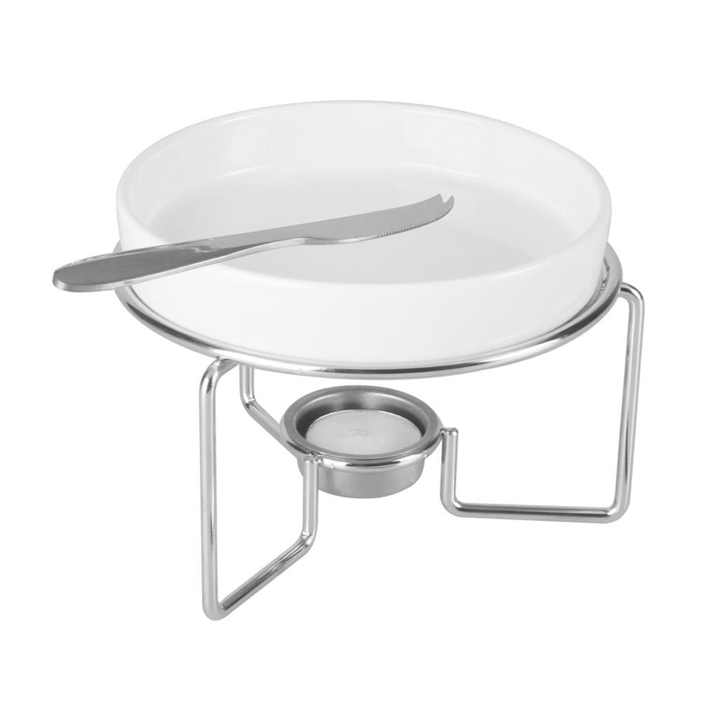 Rechaud p/ Queijo Brie de Cerâmica c/ Suporte e Faca - Rojemac