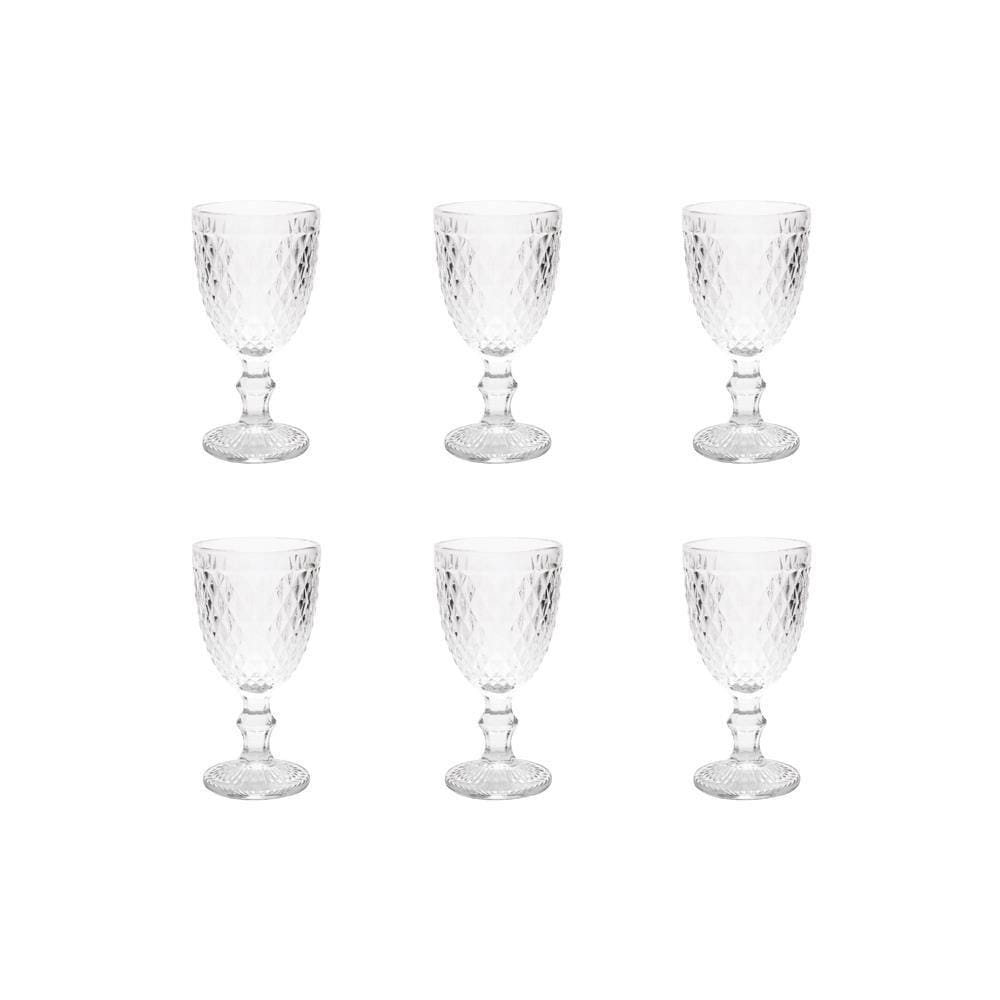 Conjunto 6 Taças Bico De Abacaxi Para Água De Vidro Transparente 325 Ml - Lyor