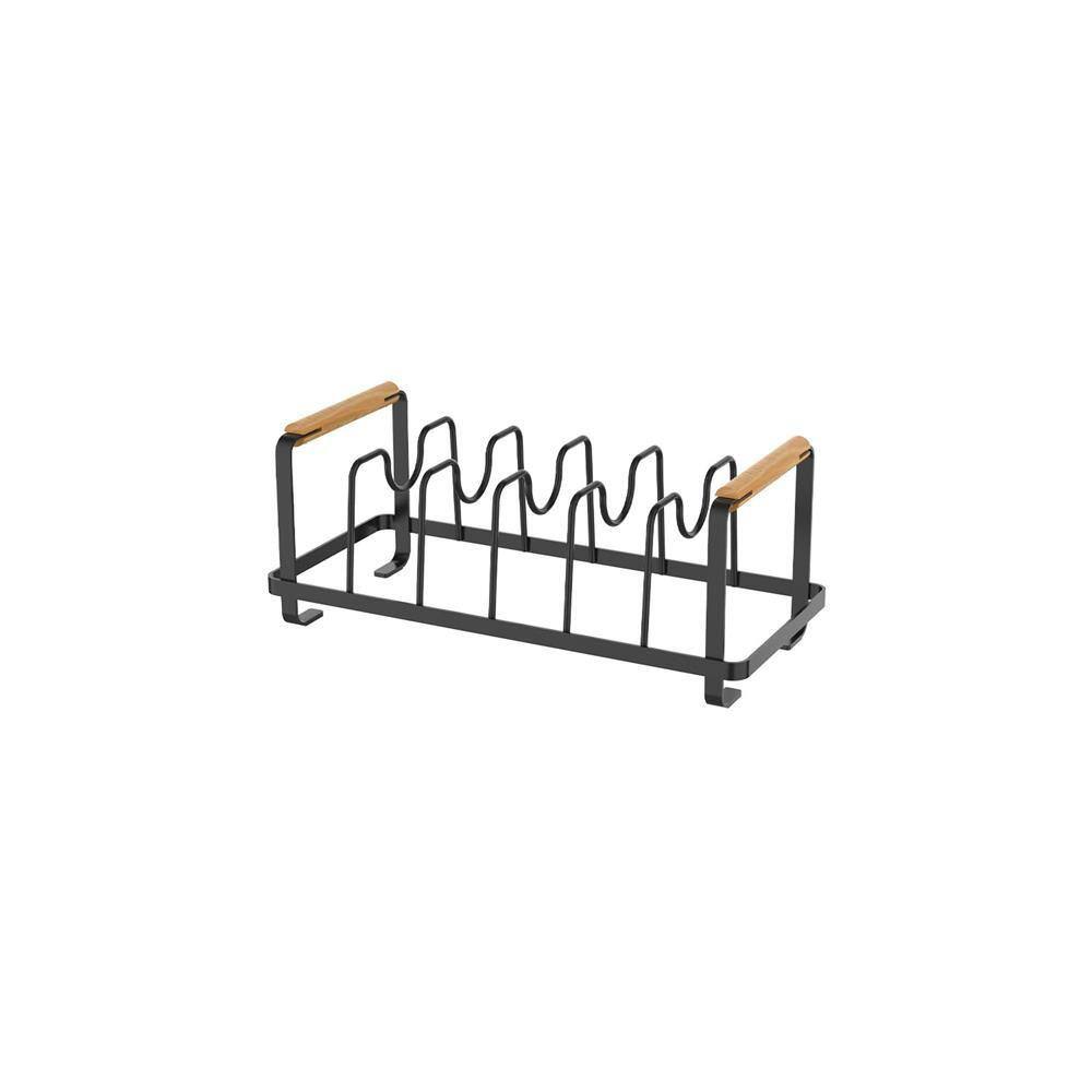 Organizador de Tampas Aço e Madeira Metalla Preto 30cm - Yoi