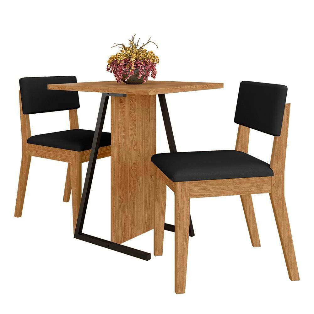 Conjunto De Mesa Com 2 Cadeiras Arkansas Cinamomo/preto - M. Arapongas