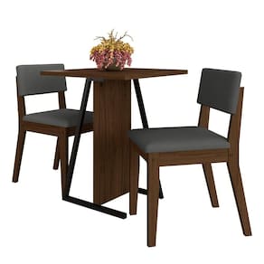 Conjunto De Mesa Com 2 Cadeiras Arkansas Imbuia/cinza - M. Arapongas