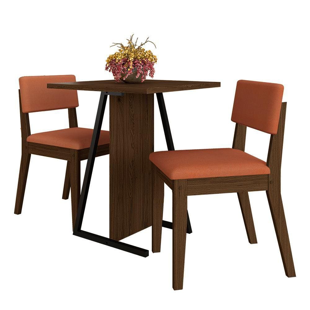 Conjunto De Mesa Com 2 Cadeiras Arkansas Imbu/terracota - M. Arapongas