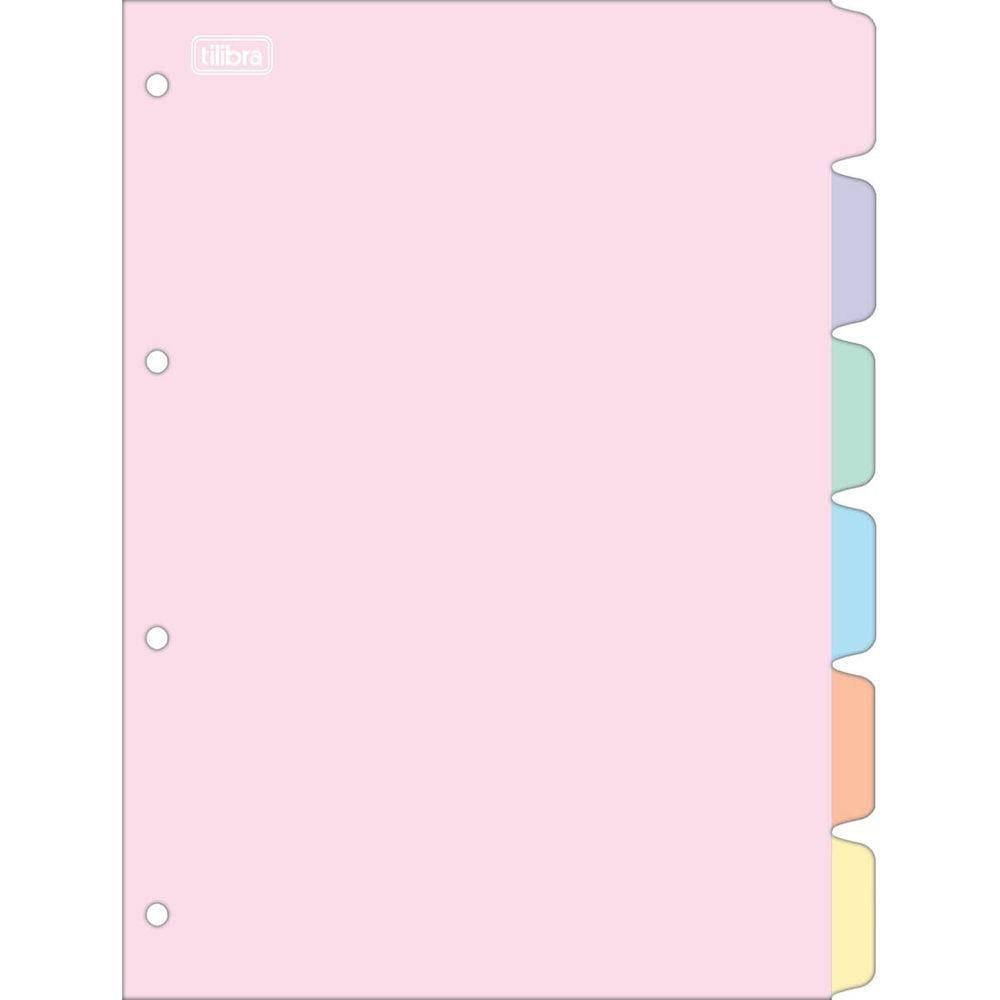 Divisória Caderno Argolado Universitário 4 Furos Pastel Tilibra 6884