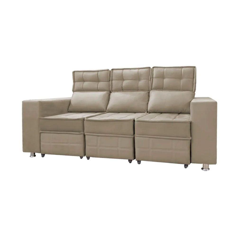 Sofá Retrátil e Reclinável 3 lugares Londres 2.10cm com Molas Suede Speciale Home