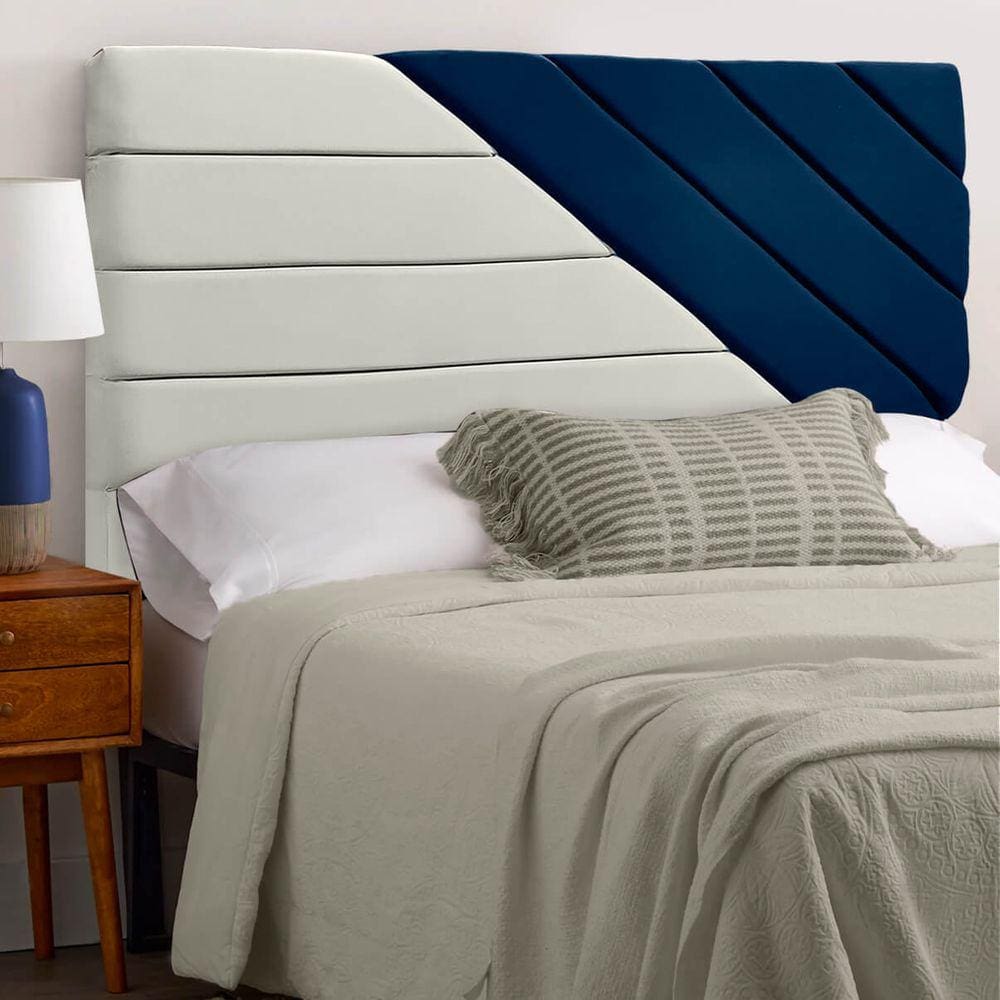 Cabeceira de Luxo para Cama King Size 158cm Estilo Veludo Bege/Azul SOFA STORE