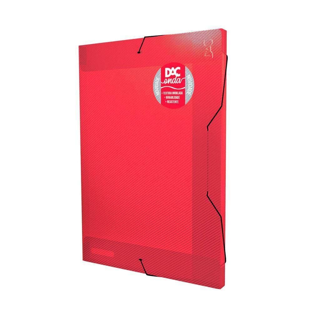 Pasta Aba Elástica Ofício Com Lombo 2Cm Onda Vermelho Dac
