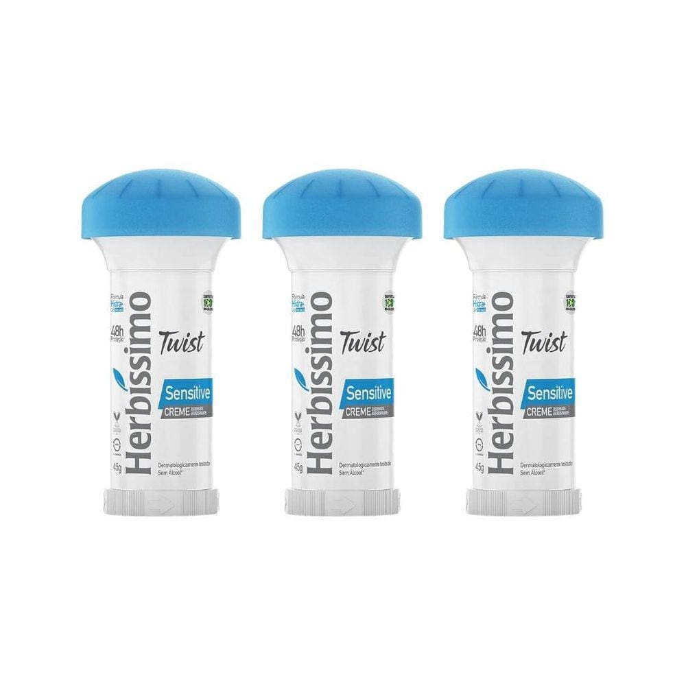 Desodorante Herbissimo Stick Creme Sensitive 45G - Kit C/3Un