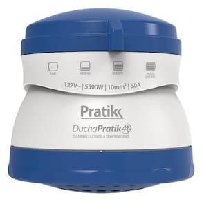 Chuveiro Ducha Pratik 4 Temperaturas, Branco/Azul