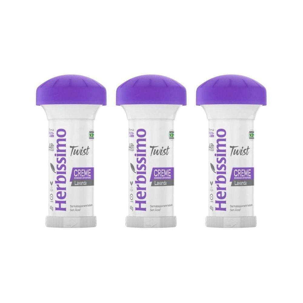 Desodorante Herbissimo Stick Creme Lavanda 45G - Kit Com 3Un