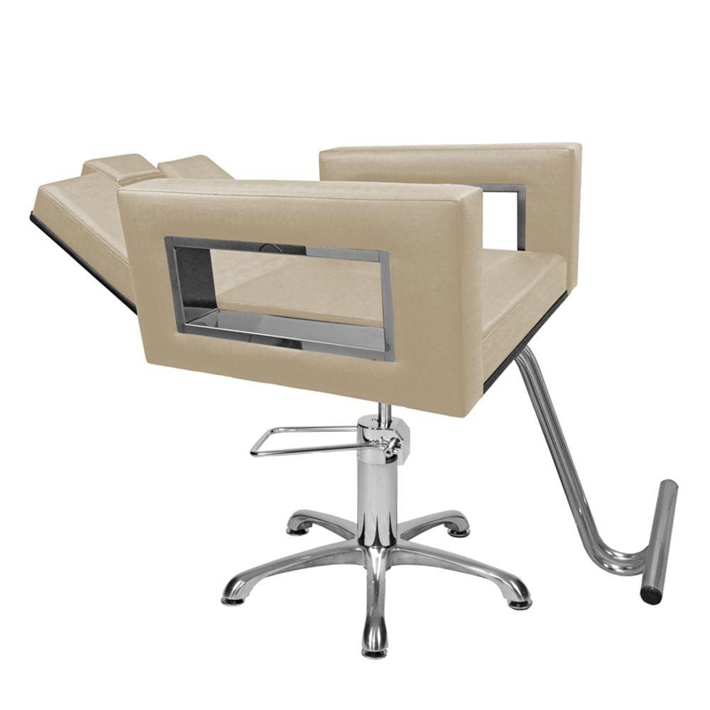 Cadeira Poltrona de Cabeleireiro Recl Moderna Inox Branco P