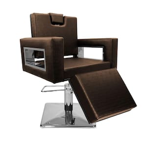 Cadeira Poltrona de Cabeleireiro Moderna Inox Ap Marrom