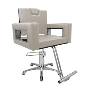 Cadeira Poltrona de Cabeleireiro Moderna Inox Branco Facto