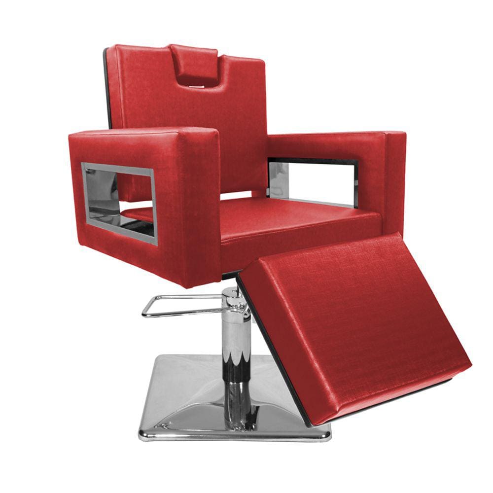 Cadeira Poltrona de Cabeleireiro Moderna Inox Ap Vermelho