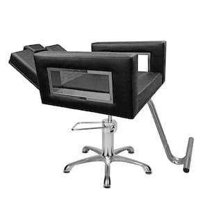 Cadeira Poltrona de Cabeleireiro Recl Moderna Inox Preto