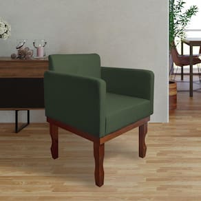 Poltrona Nina Retrô Pés de Madeira Maciça Suede Verde