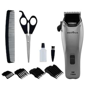 Cortador de Cabelo Britânia BCR18T, 18W, 9 Acessórios, Titanium,