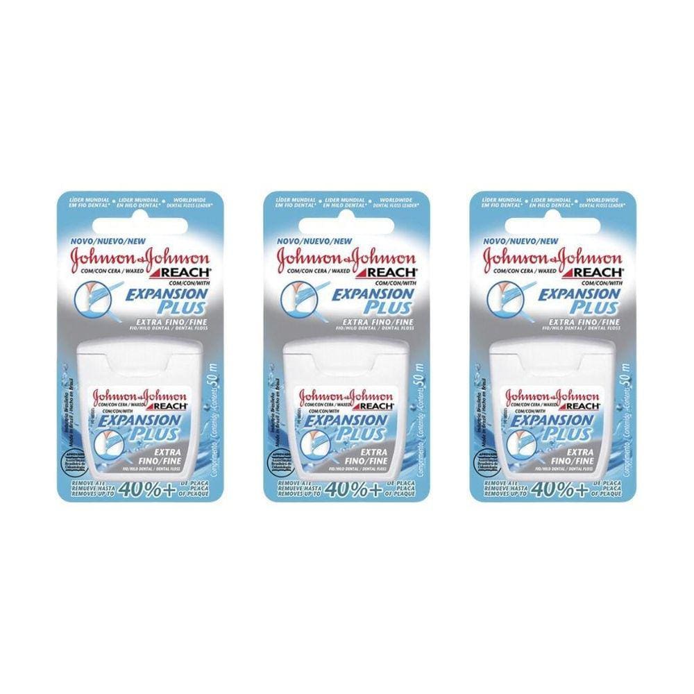 Fio Dental Johnsons Reach 50M Extra Fino - Kit Com 3Un