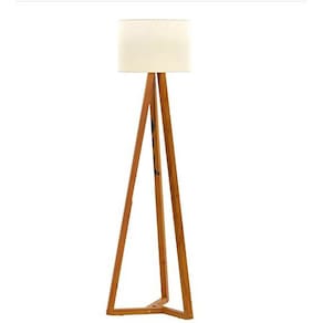 Luminária de Chão Classic com Pés de Madeira Tebarrot Cor Off White Nature