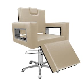 Cadeira Poltrona de Cabeleireiro Moderna Inox Ap Branco Pér