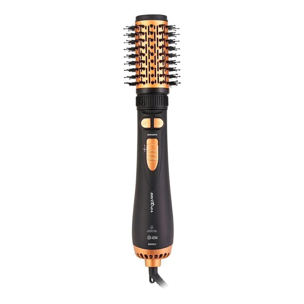 Escova Rotativa Britânia BER20PD, 3 Temperaturas + 2 Velocidades, Preto/Dourado, Bivolt
