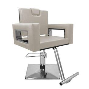 Cadeira Poltrona de Cabeleireiro Moderna Inox Branco Facto