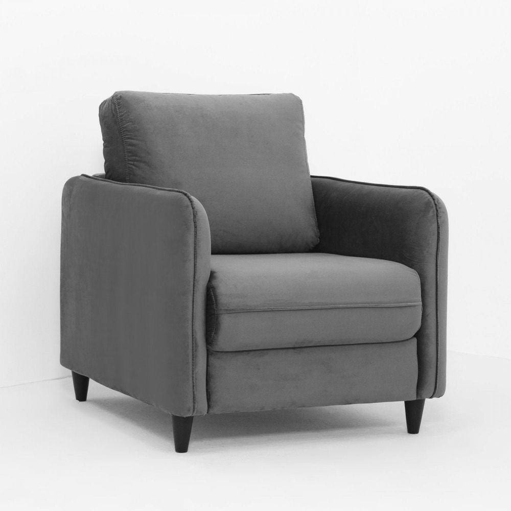 Poltrona em Veludo Orquídea Cabecasa Madeiramadeira Cinza